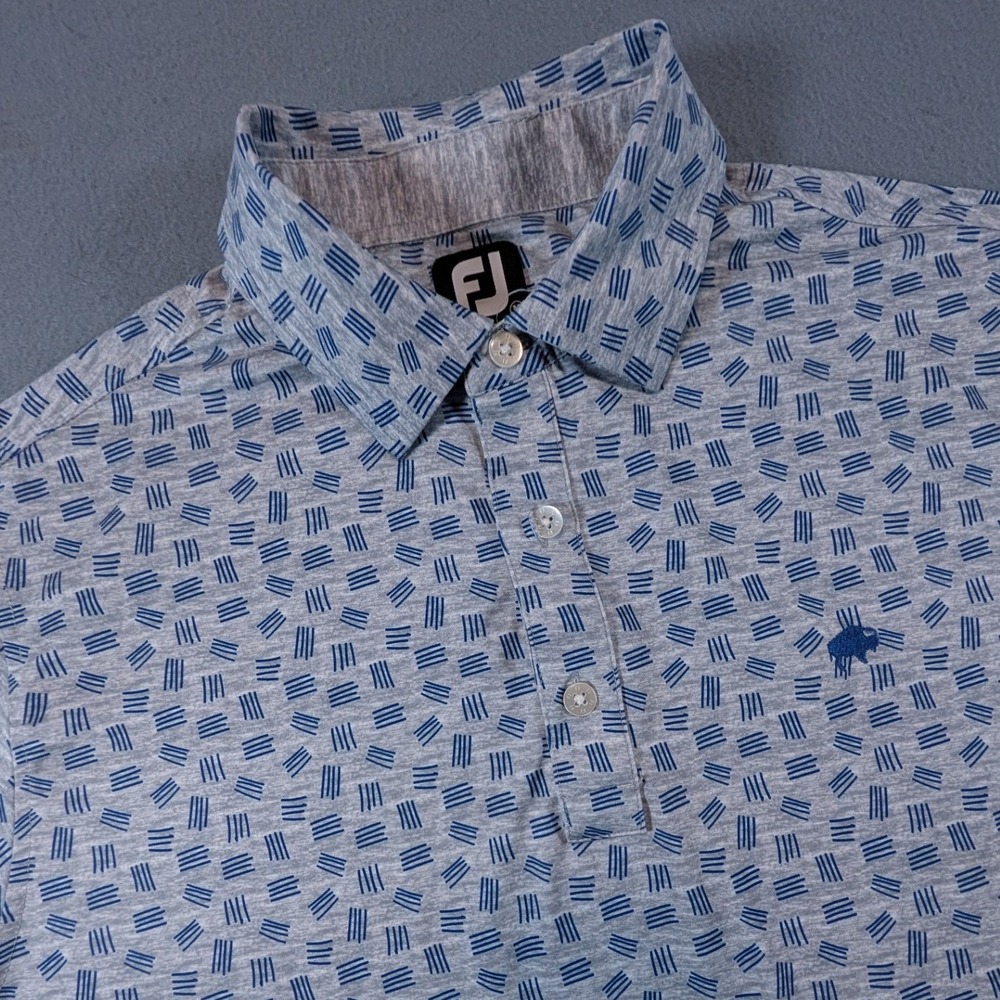 FootJoy Golf Polo Shirt‎ Mens Medium Geometric Dash AOP Performance